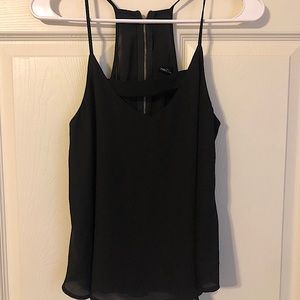 Black flow tank top with zipper back